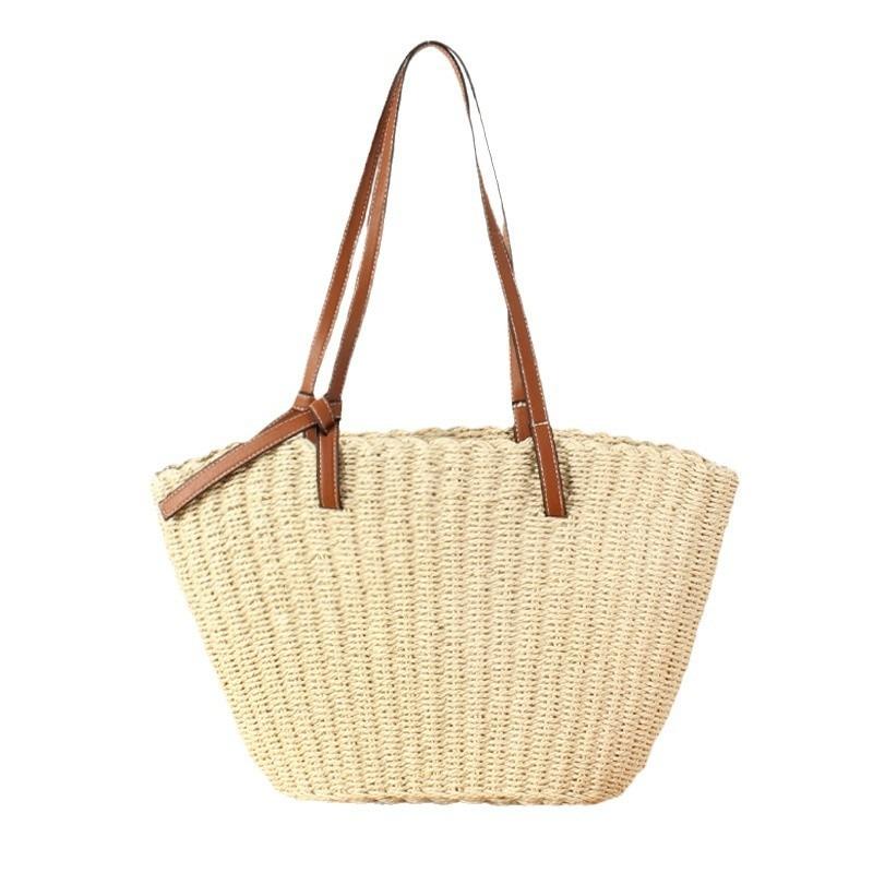 Neue Sommer vielseitige strohgewebte Tasche Damen gewebte Tasche große Kapazität Tragetasche Gemüsekorb Damen Tasche Urlaubs Umhängetasche