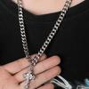 Necklace Cuban Chain Cross Pendant Male Tide Hip Hop Titanium Steel Non-Fading High Street Thick Versatile Necklace