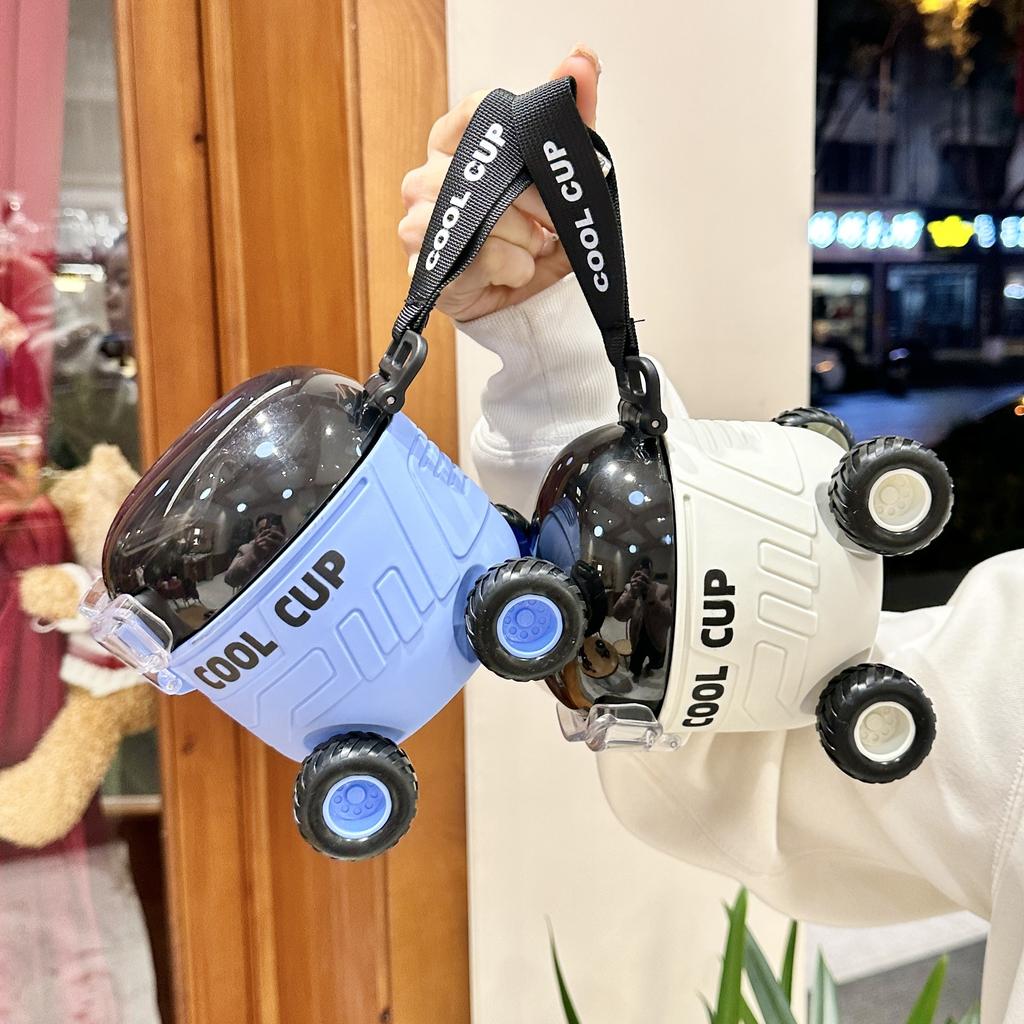 550ml Cute Portable Water Bottle with Handle Kid Car Straw Water Cup Bus Shape Children's Water Bottle Drinking Cup