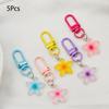 Cute Colorful Flower Pendant Keychains Women Bag Earphone Case Pendant DIY Accessories Car Key Ring Girl Candy Color Key Chains
