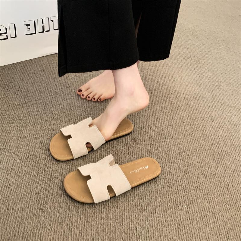 Kényelmes, laza papucsok nyitott orral, új retro cipők 2025, lapos, internetes celebek nyári viselete, egypántos, divatos, sokoldalú női