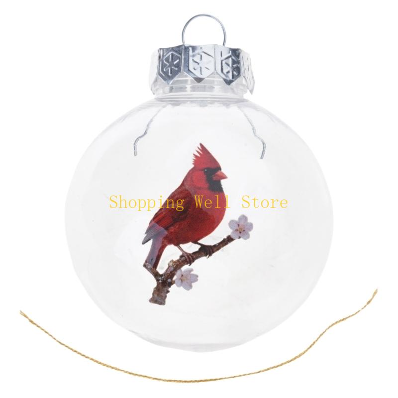 KX4B Artistic Nature Bird Clear Christmas Ball Ornament Holiday Decorations For Festives Tree Decoration Memorables Gift