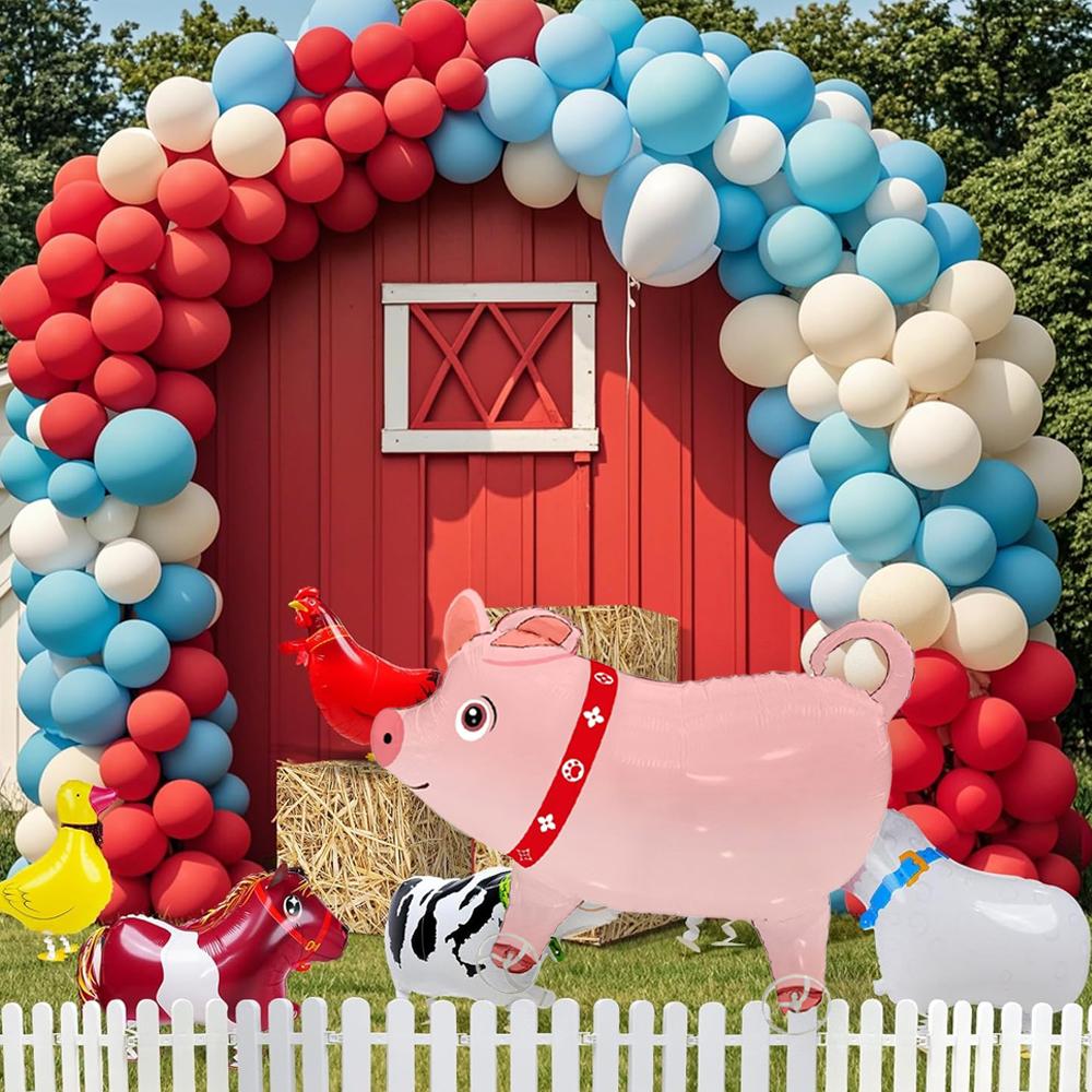 Cartoon Animal Standing with Wheels Pig Aluminum Film Balloon Cartoon Pig Balloon Children's Birthday Party Toy Balloon