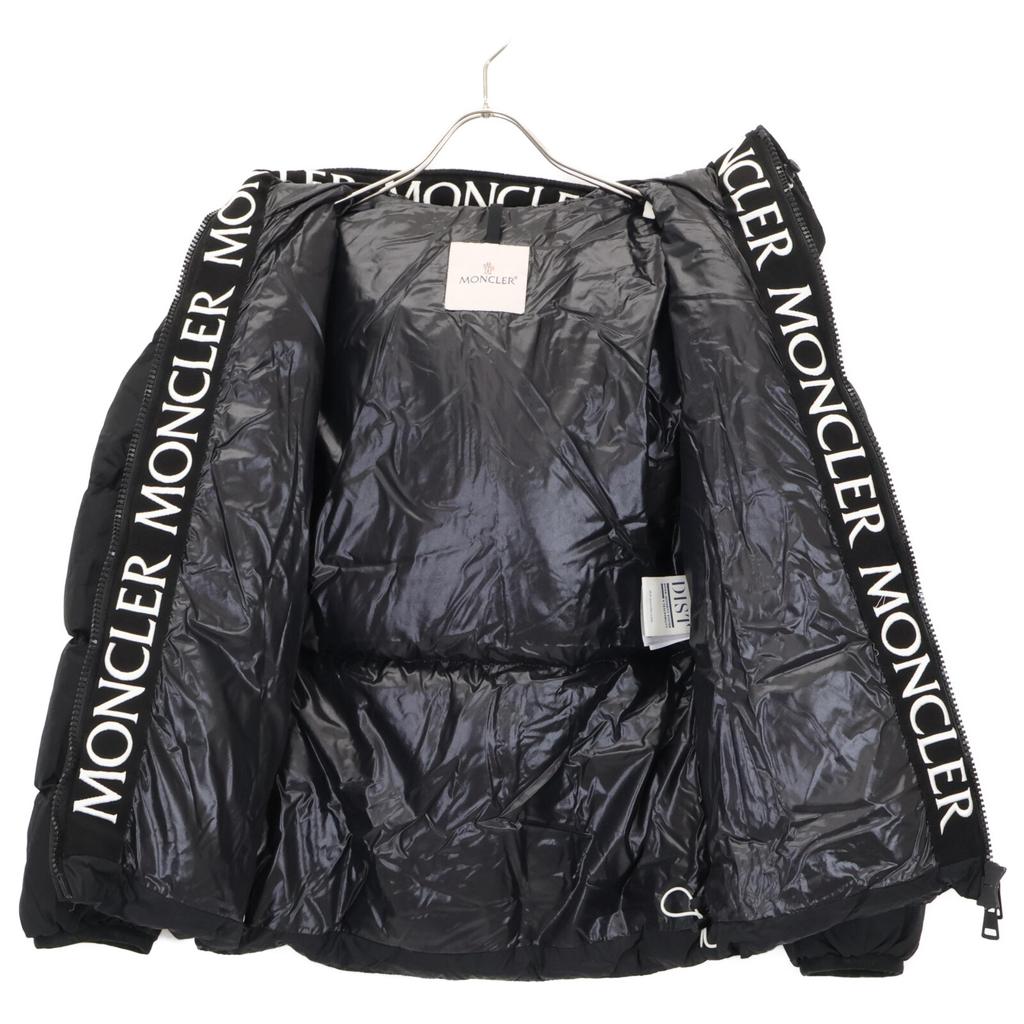 Moncler [Guter Zustand/Modell 2020] MONTCLA Moncra Innenlogo Bestickte Linie Kapuzen-Daunenjacke 0 schwarzGebraucht