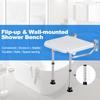 Folding Shower Bench Wall Mounted Flip-up Bath Seat Screw-in Bathroom Chair Stool with Non-slip