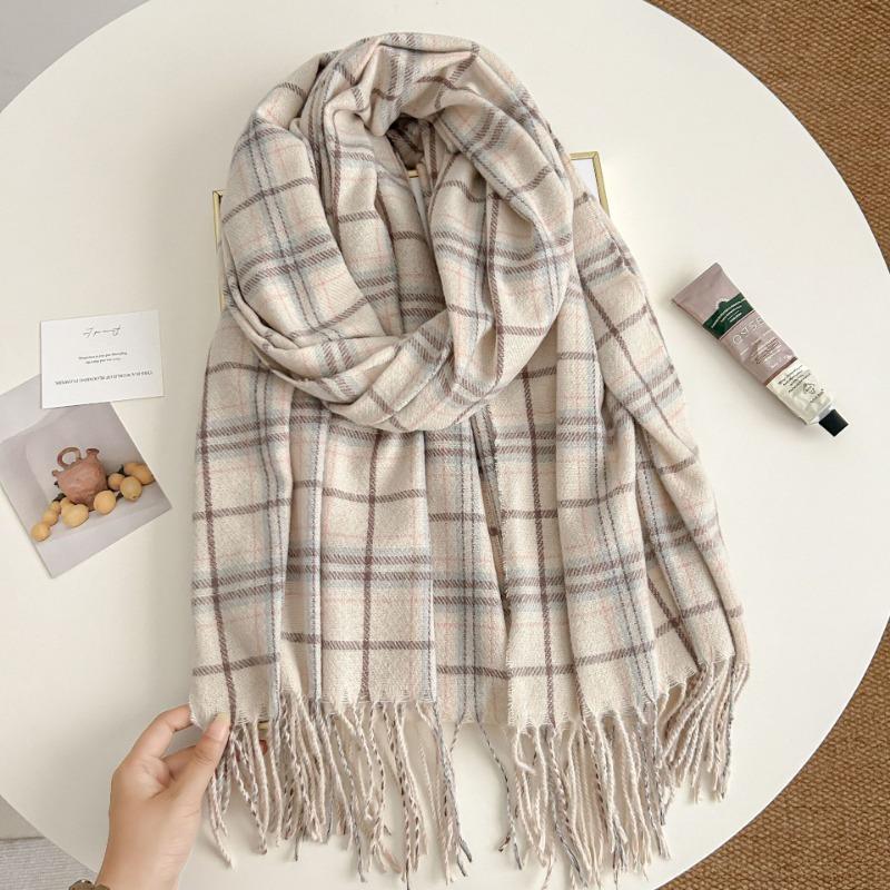 Scarf Women's Winter Premium Plaid Shawl Student Couple Warm Thickened Scarf
