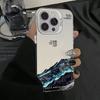 Snow Mountain Landscape Sunset Electroplate Silver Phone Case For iPhone 16 11 12 13 14 15 Pro Max 7 8 Plus X XS XR Back Cover
