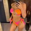 Diament Rhinestone łączenie Bandeau Bikini damski strój kąpielowy kobiety stroje kąpielowe dwuczęściowy zestaw Bikini kąpiel strój kąpielowy pływać