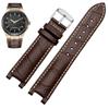 UNA Correa de Reloj de Cuero Genuino con Muesca para Calendario Perpetuo de Hombre CB0164-17E Correa de Piel de Vacuno CB0160-18A Correa de Pulsera Negra MarrónMN