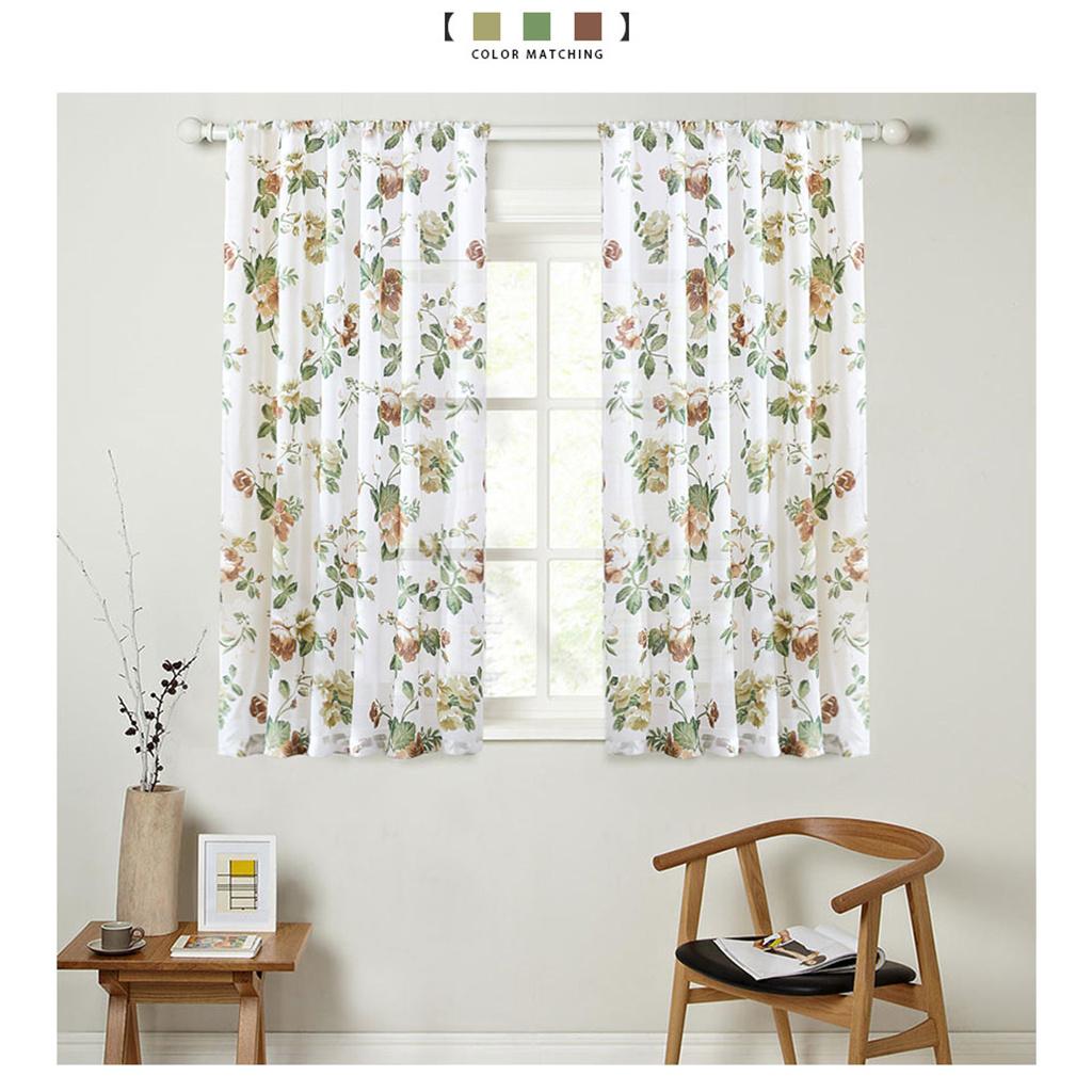 

Цветочный бирюзовый серый цветочный современный для девочек тонкие оконные шторы жалюзи печать для спальни детская гостиная кухня дверь домашний декор W60 X H150(CM)X2&Grommet Top