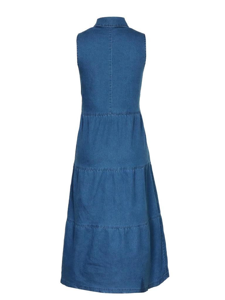 Women's European & American Sleeveless Denim Dress - Spring/Summer Fashion, Slimming, Single-Breasted