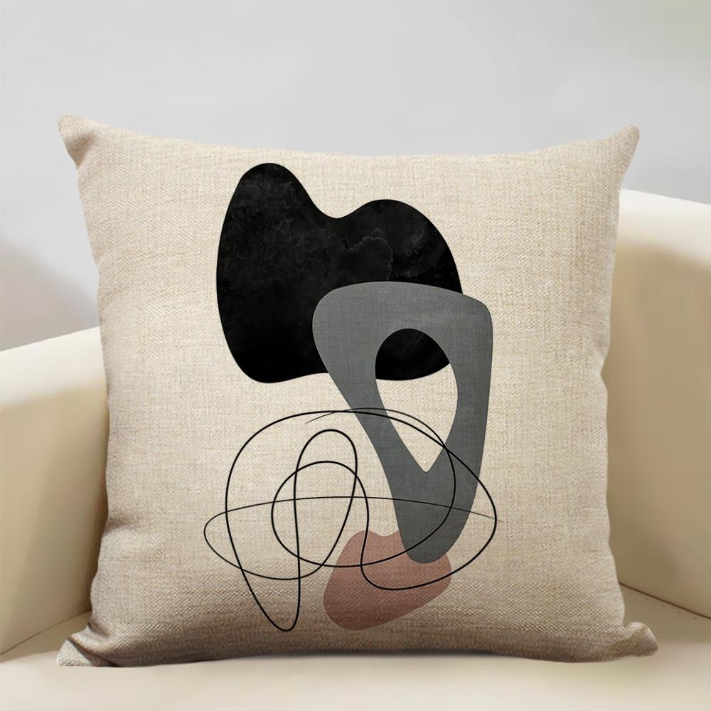 Geometric Abstract Lines Constitute The Perfect Pattern Art Decoration Cushion Cover Bedroom Sofa Office Pillow 45x45cm Linen