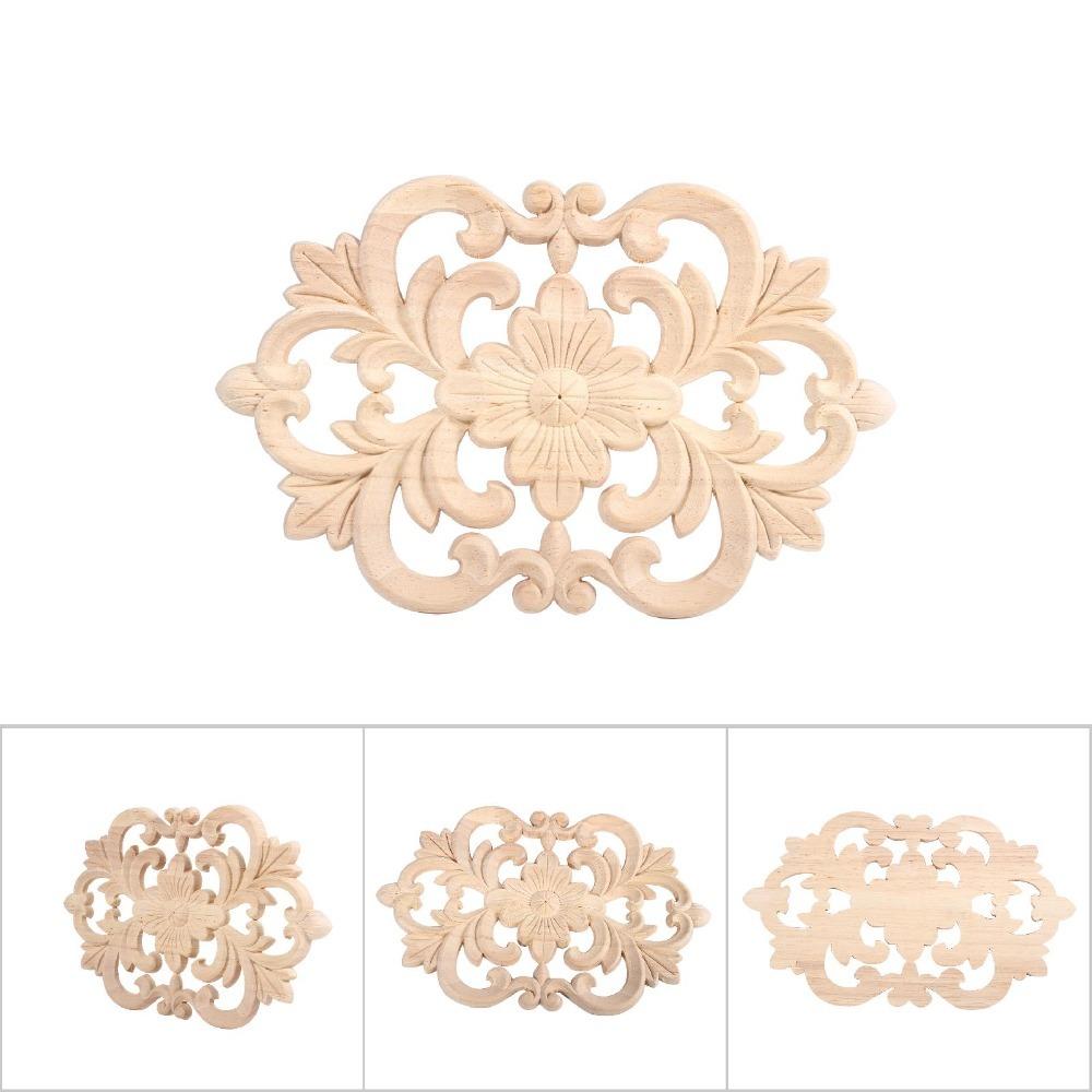 

Light Brown Wooden Carved Applique Wood Wood Carving Ornament Home Renovation Classic Wood