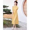 Elegant New Chinese Style Long Sleeve Midi Dress