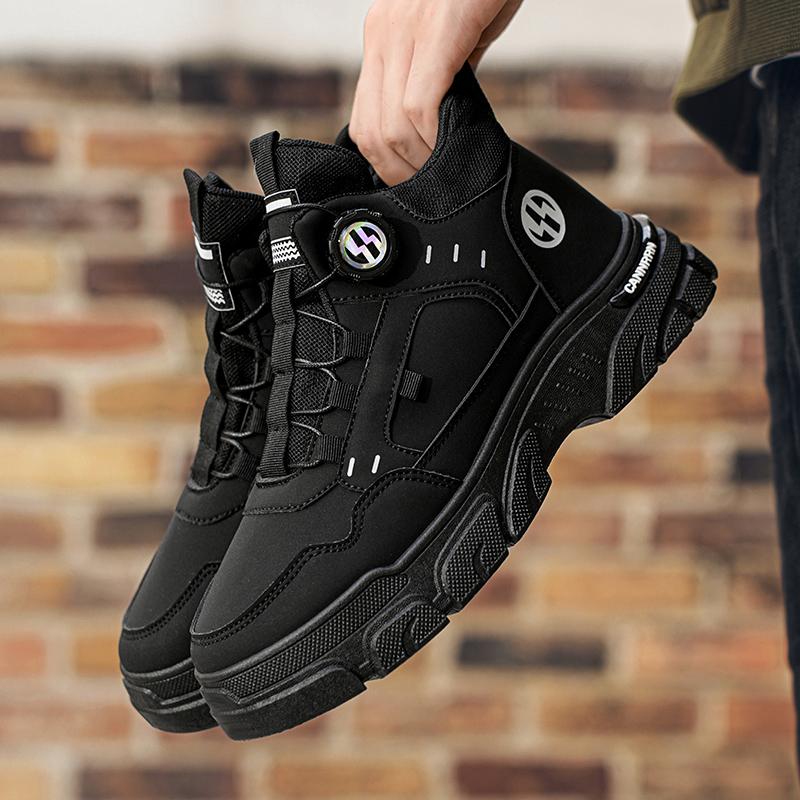 Męskie Wysokiej Jakości Krótkie Buty 2025 Nowy Styl Guzik Projektant Męskie Buty Robocze Outdoor Wszechstronne Modne Casualowe Buty na Platformie