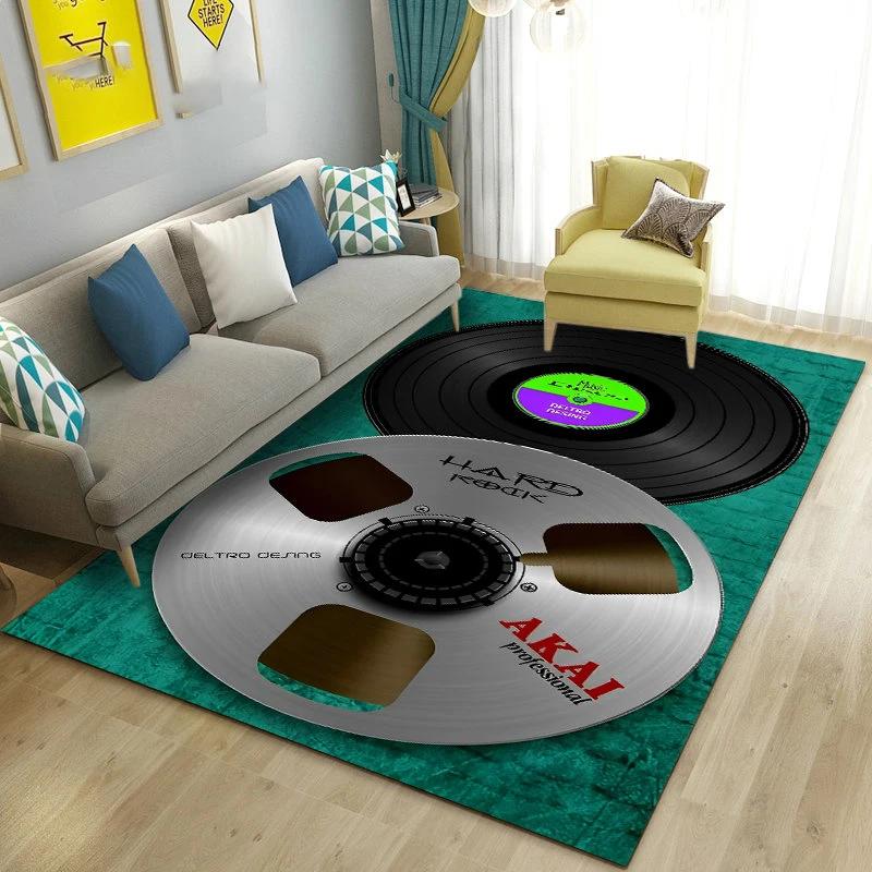 3D Vintage Classical Music Vinyl Record Area Rug Carpet Living Room Decor Bedroom Sofa Carpets Bedside Non-slip Mat Doormat