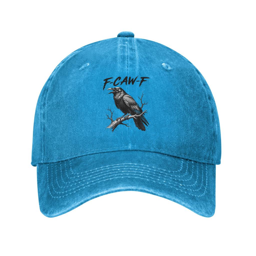 Vintage F-Caw-F Crow Funny Meme Baseball Cap Men Women Distressed Denim Headwear Dark Humor Black Bird Outdoor Workouts Gift Hat