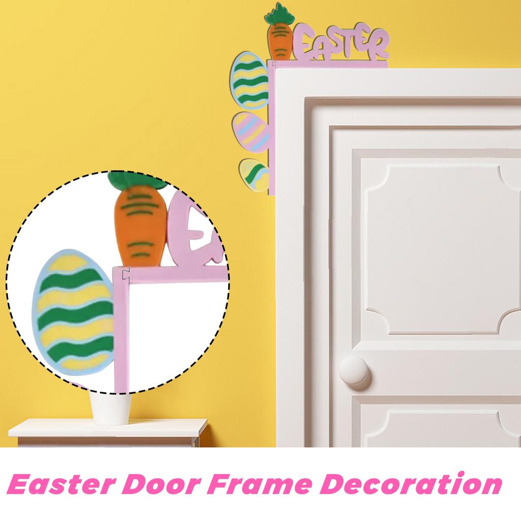 A Joyful Easter Corner Full Of Childlike Charm, With Wooden Decorations Inspired By Easter Elements, Adding Spring Vitality To Your Home Door Frame!