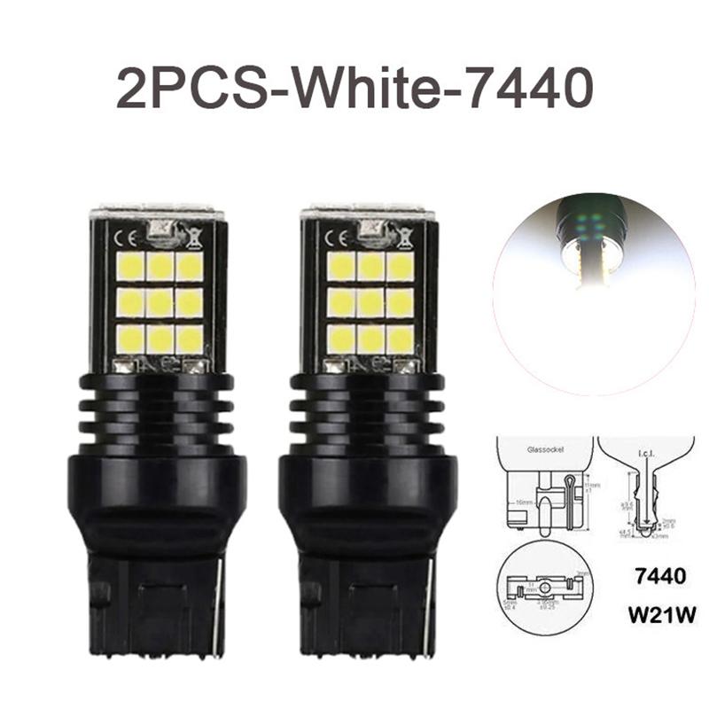 2pcs T20 7443 Led Brake Light Reverse Light Bulb Fit for Universal Car 7440 W21W W21/5W Amber Red Light 12V
