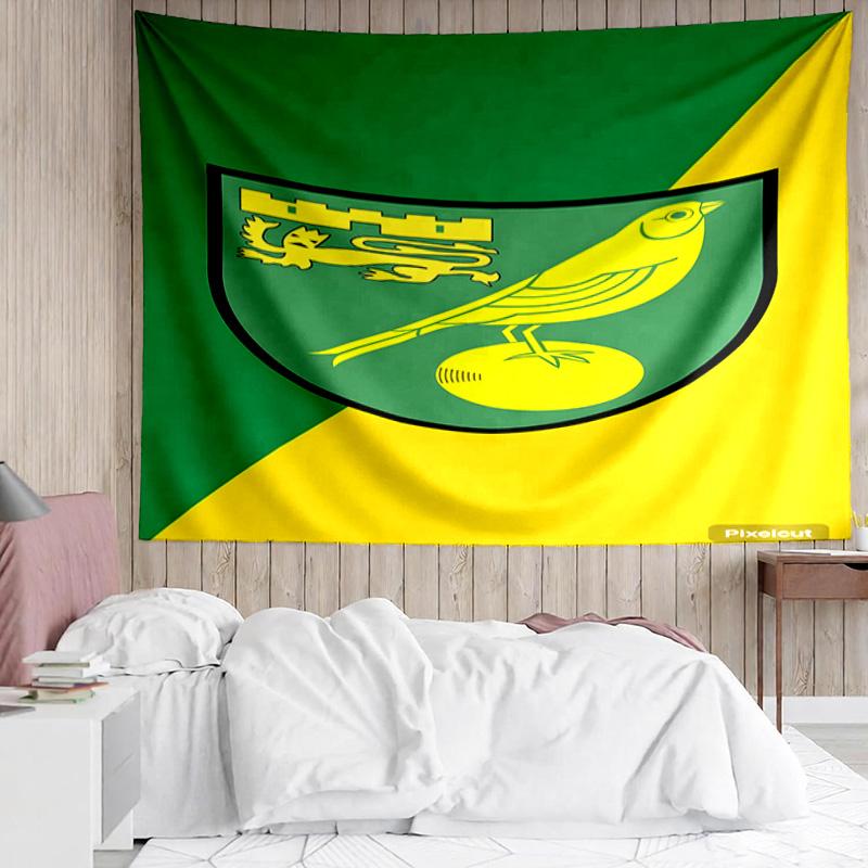Norwich City Football Club Crest Tapestry, Unique Design Tapestry, Suitable for Bedroom,Livingroom, Playroom,Heartwarming Fan Holiday Gifts
