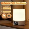 Touch Night Light Rechargeable 3 Color Dimmable Bedside Lamp Time Display USB LED Night Lights Ambient Soft Light for Kids Gift