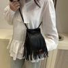 Large Capacity Tassels Bucket Bag Retro Texture Shoulder Pouch Drawstring PU Bag  Storage