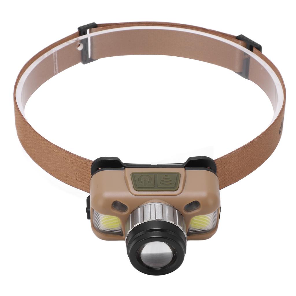 Mini Headlamp Type C USB Rechargeable Brown IPX4 Waterproof Lightweight Portable Headlight for Camping