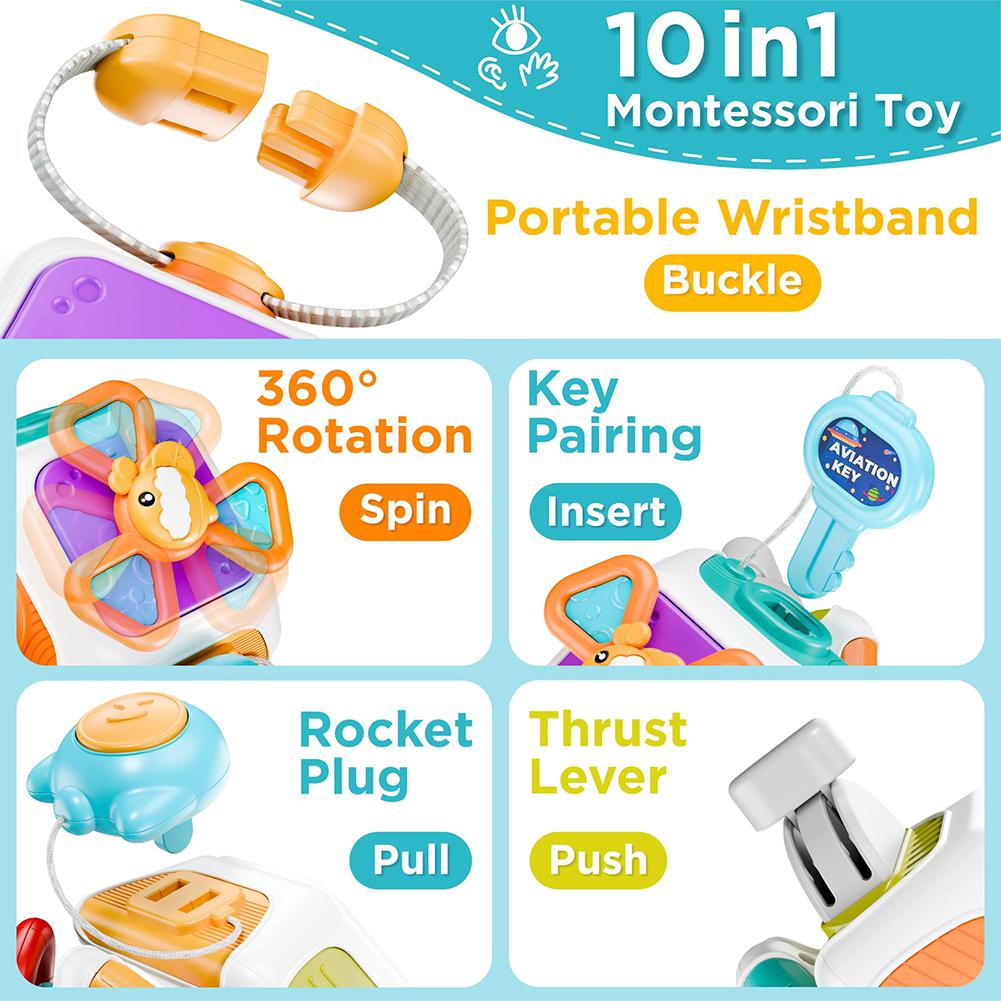 10 In 1 Baby Busy Board Cube Montessori Sensory Toys for Toddlers 1-3 Years Old