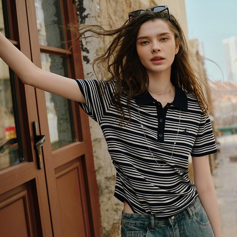 Navigare Summer Striped Polo Knit Sweater M