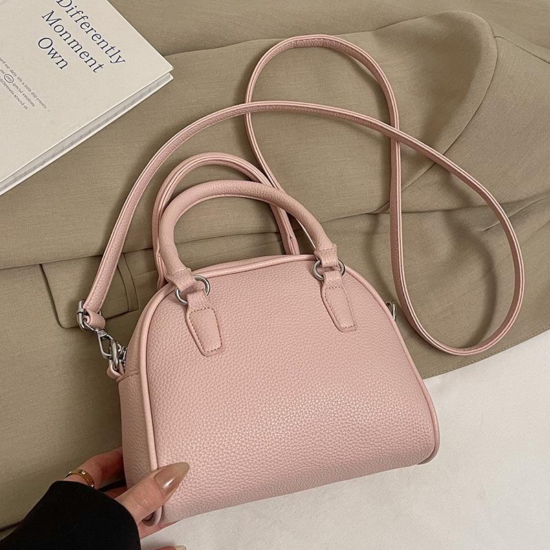 Wholesale new niche simple lychee pattern texture portable Boston bag versatile temperament commuter messenger bag woman