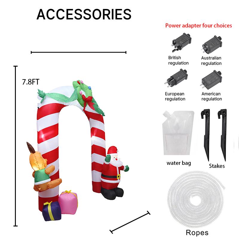 

7.87FT Надувная игрушка Рождественская арка Санта Животное Подарочные коробки Праздничный подарок Рождественское украшение Дворовые принадлежности Украшение для дома Орнамент UK