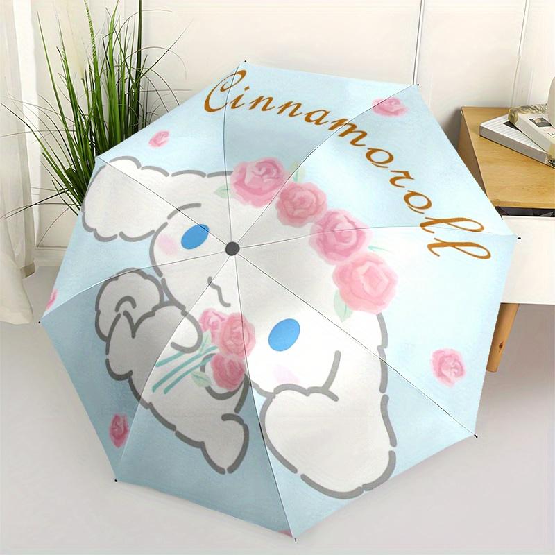 1pc Sanrio Cinnamoroll Rose Design Automatic Opening and Closing Folding - A Good Choice for Gifts, Fashionable and Convenient Umbrella With Cute Cart