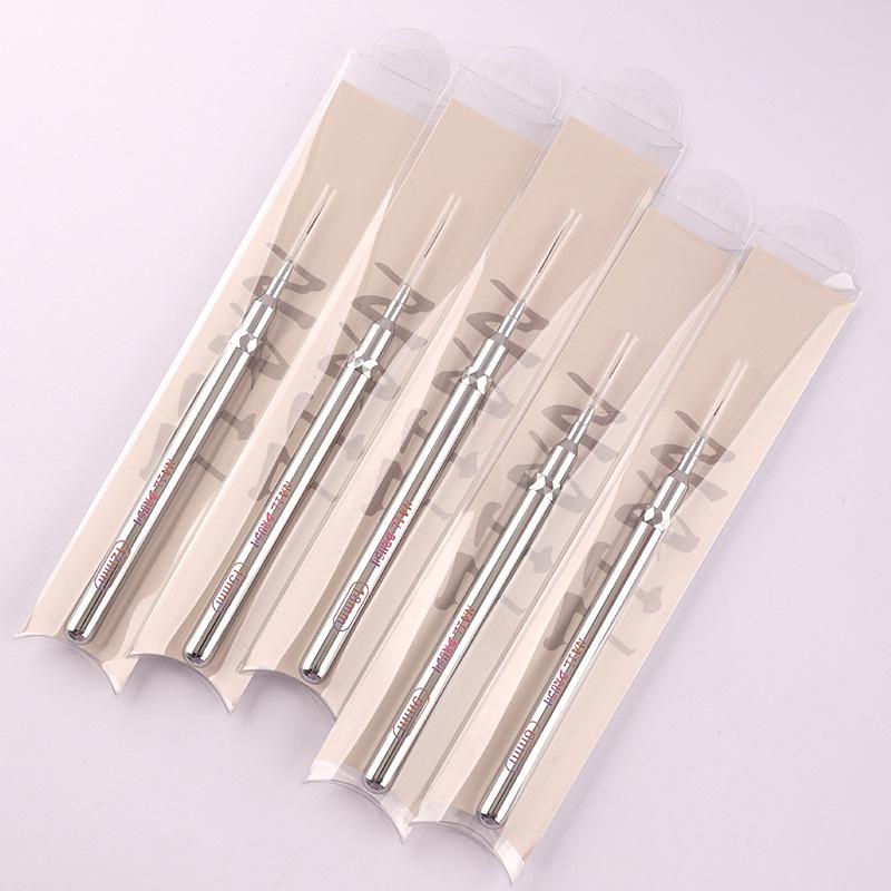 Ultra-Fine Nail Art Liner Pen Set with Metal Handle and Detachable Cap for Professional Nail Artists