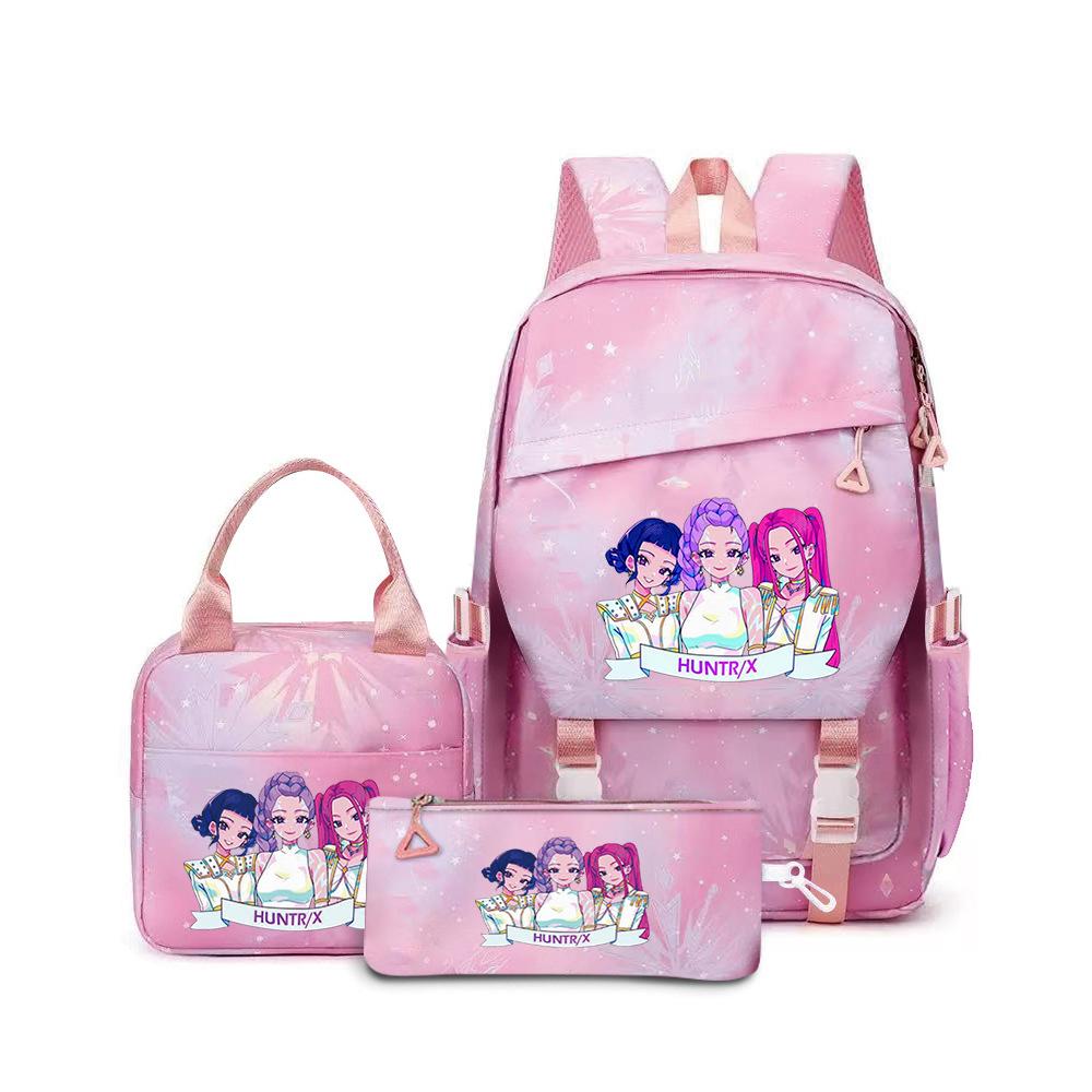 Kpop Demon Hunters, Elementary School Bag, Children'S Backpack, Lunch Bag, Pencil Bag, Three-Piece Set, Student Backpack