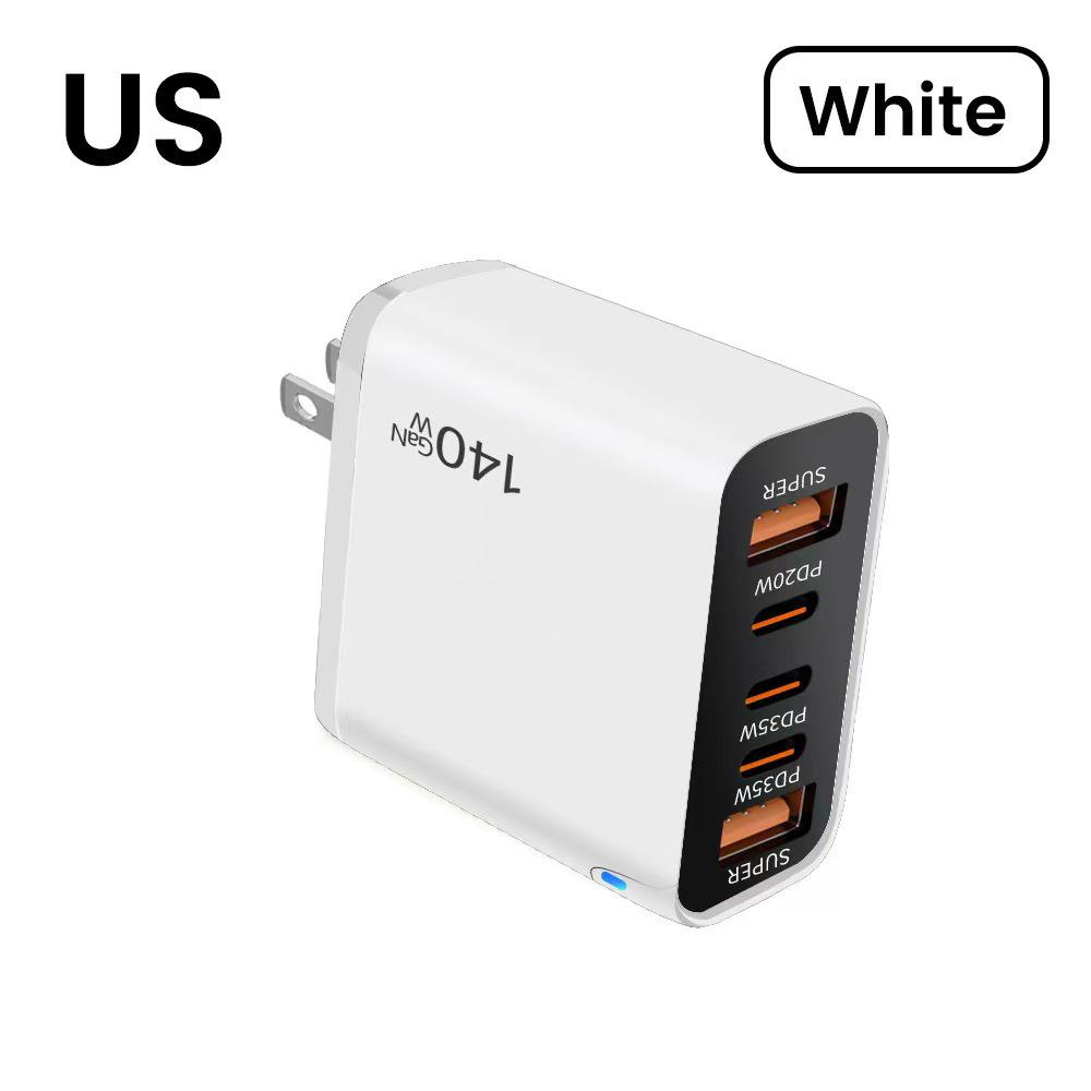 140W GaN Multi-Port Charger: Type-C Plug Adapter with US/EU/UK Standard, PD Fast Charging