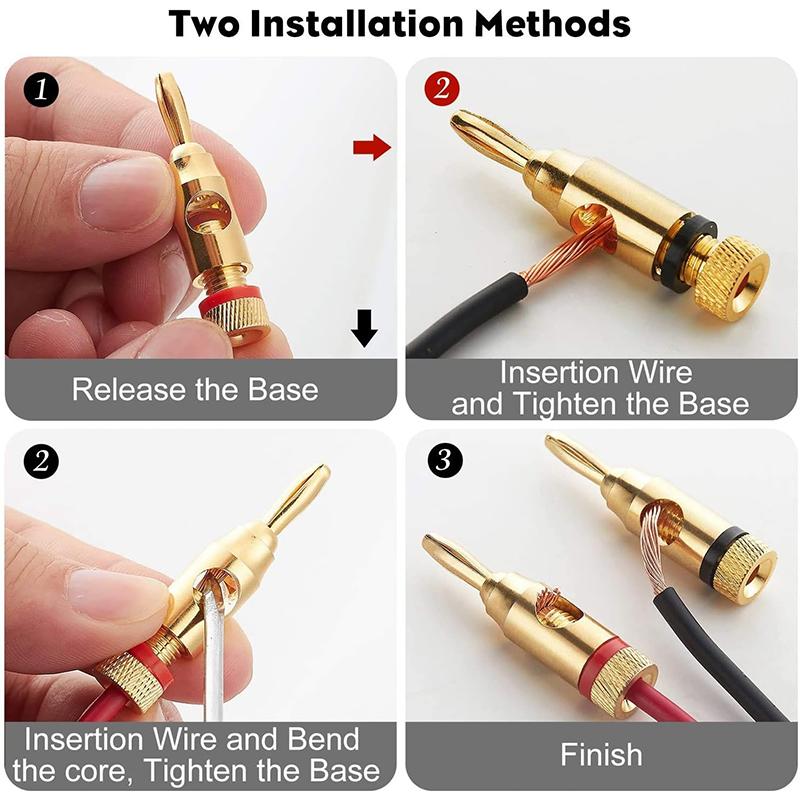 10Pcs 4mm Gold-Plated Banana Plug Adapter Sound Amplifier Cable Wire Audio Speaker Connector Jack Banana Connectors Screw Type