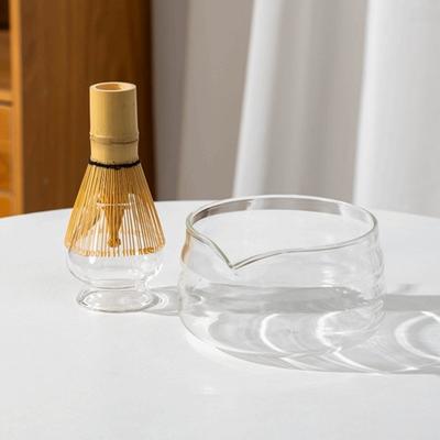 New Transparent Glass Matcha Bowl Smooth with Pouring Spout Matcha Making Kit Reusable Matcha Whisk Set Tea Lovers