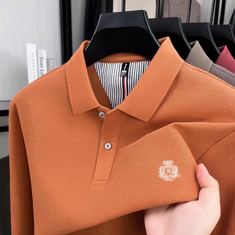 100% Pure Cotton Men'S Long Sleeved Polo Shirt High-End Designer Brand Embroidered T-Shirt 2025 Autumn New Casual Breathable Top