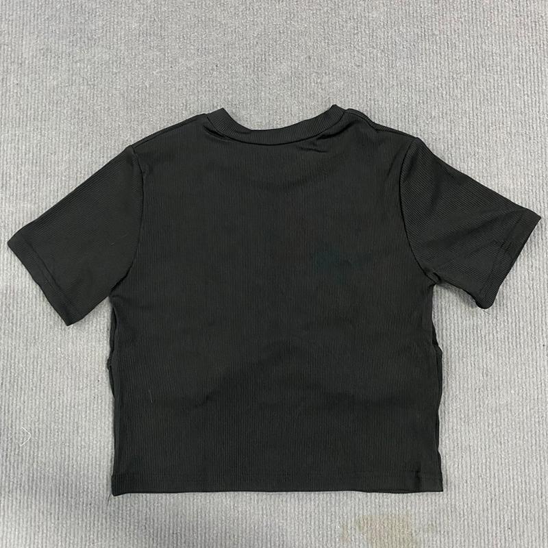 European and American Harajuku Navel Exposed Slim Fit Simple T-shirt for Women's Clothing