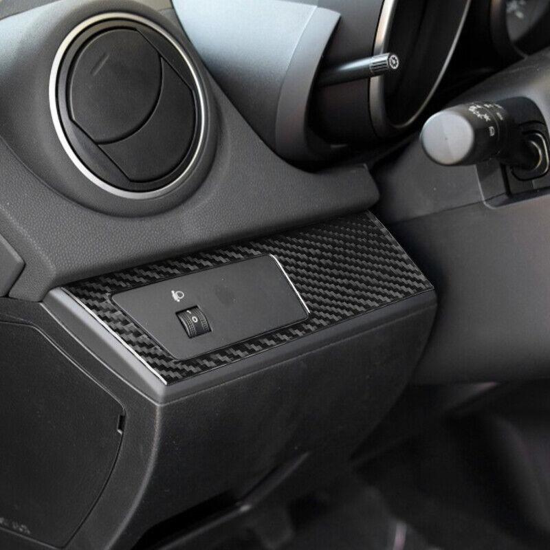 2Pcs Car Interior Dashboard Panel Covers Trims Frames LHD Fit for Mazda 3 2010 2011 2012 2013 Black Carbon Fiber