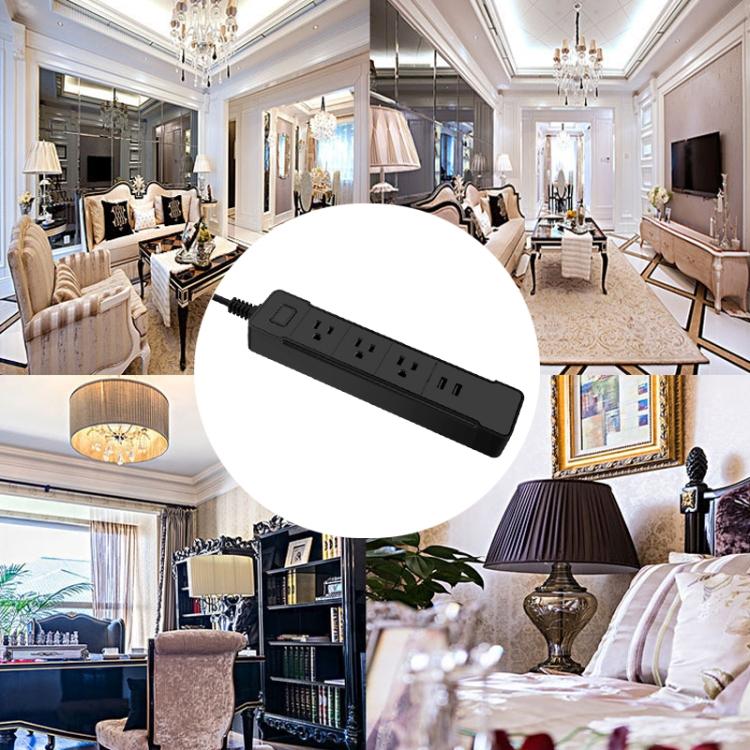 C198A 2 USB Ports + 3 US Sockets WiFi Smart Power Plug Socket, Compatible with Alexa and Google Home, AC 110V-240V, US Plug