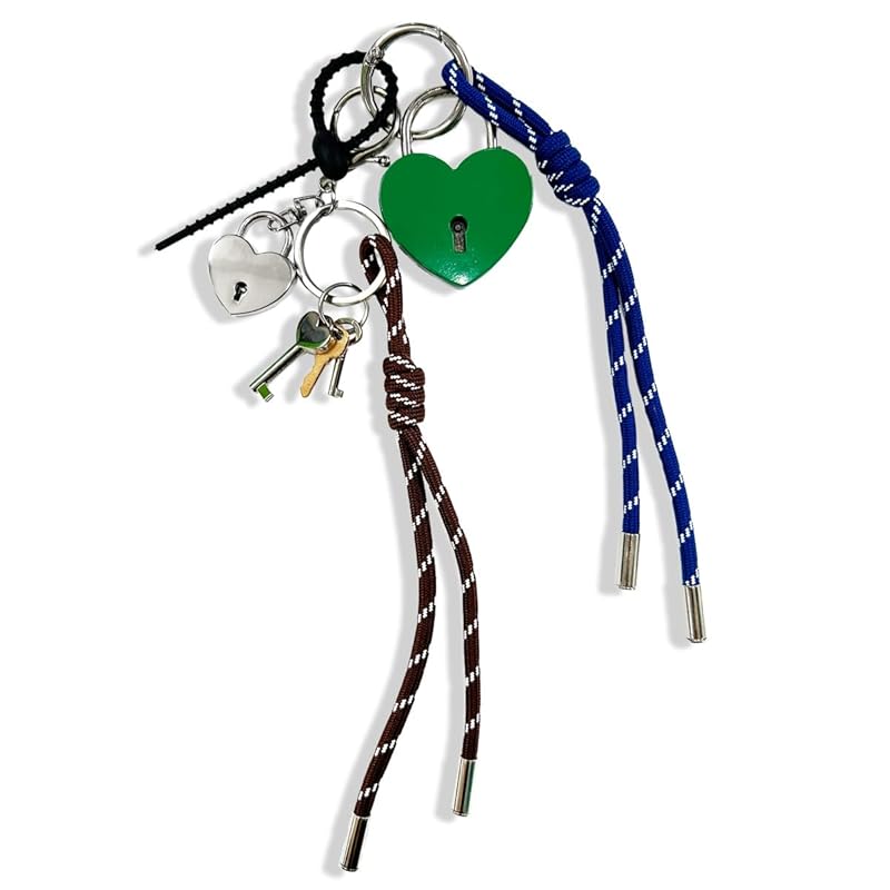 

[macaroni edge] macaroni edge bag charm heart padlock strap key ring key Loss prevention Korean miscellaneous goods (green)