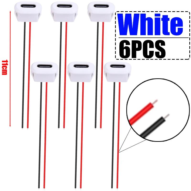 Type-C Female 2-Pin USB Connector Waterproof Female Socket Quick Charge Jack Type-C USB-C Charger Plug Accessories 2/4/6PCS