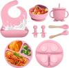 Children's Silicone Tableware Set: 8-Piece Suction Cup, Anti-Fall for Baby & Mom
