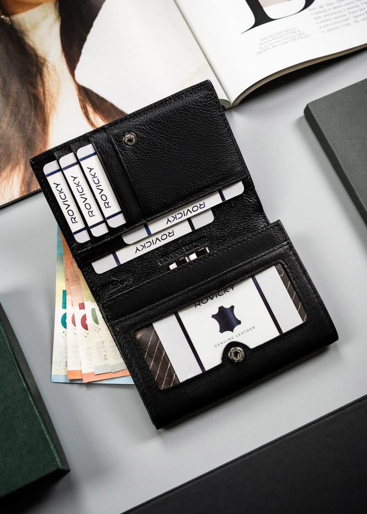 Women's Leather Wallet 445-IL2-BL-2540 Black