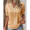 Fashion Women Summer European American Style Holiday New Hollow Short Sleeved Shirt