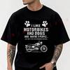 Motorcycle And Dog Lovers Design Cotton T-shirt Men Short Sleeved Casual Round Neck Unisex Tops Tee
