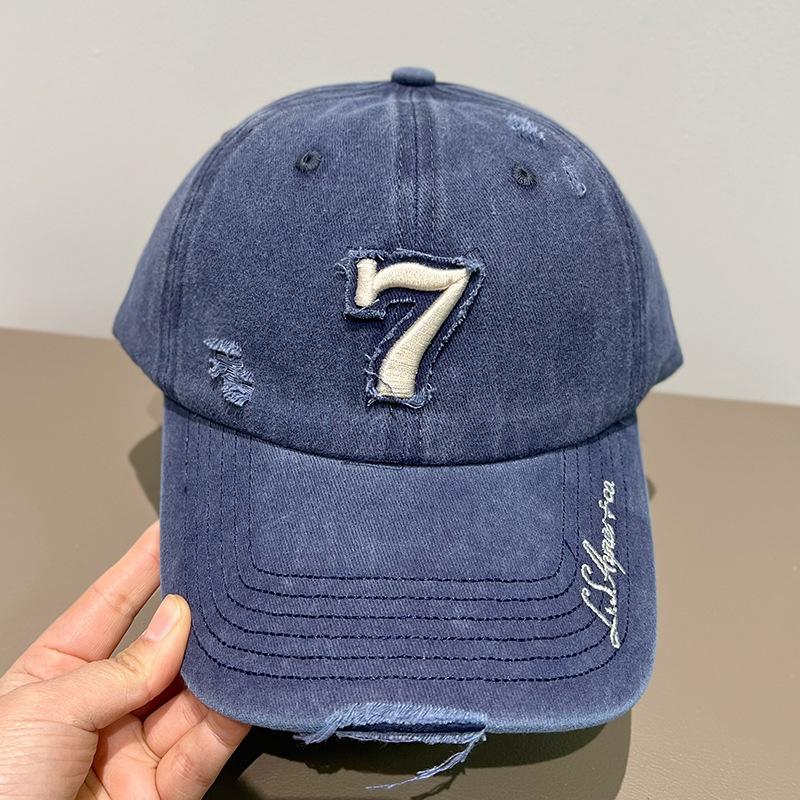 Meimeier Washed distressed hole soft top baseball cap for men and women american streetembroiderletter peaked cap