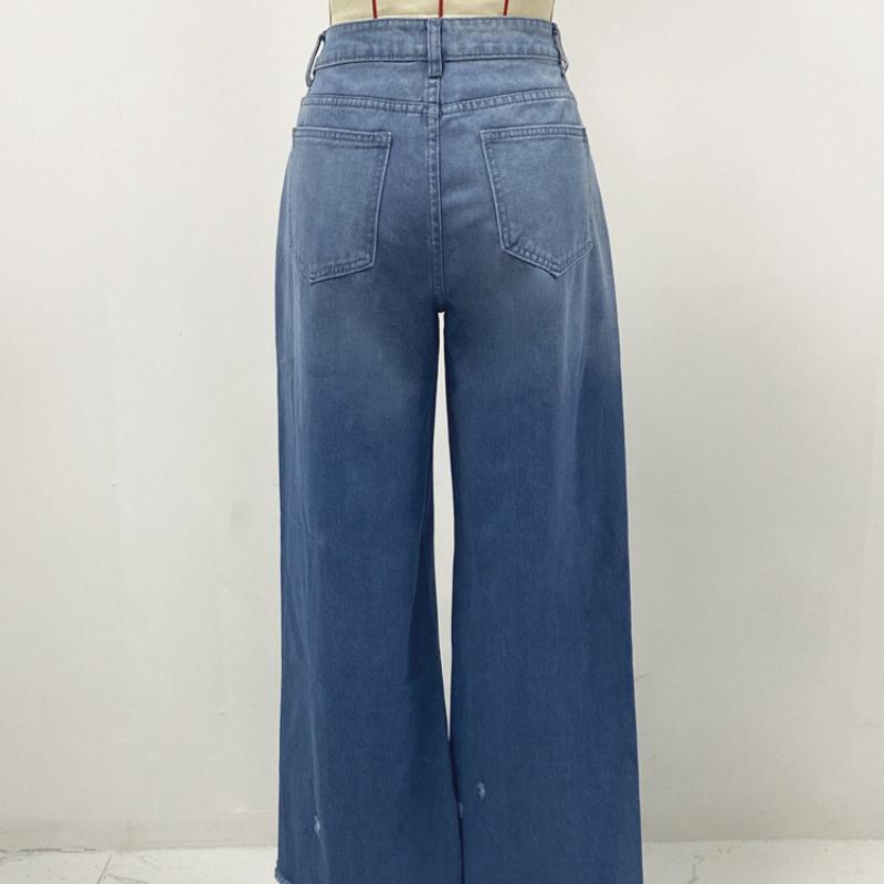 American Retro Ripped Jeans Damen Weite Hose