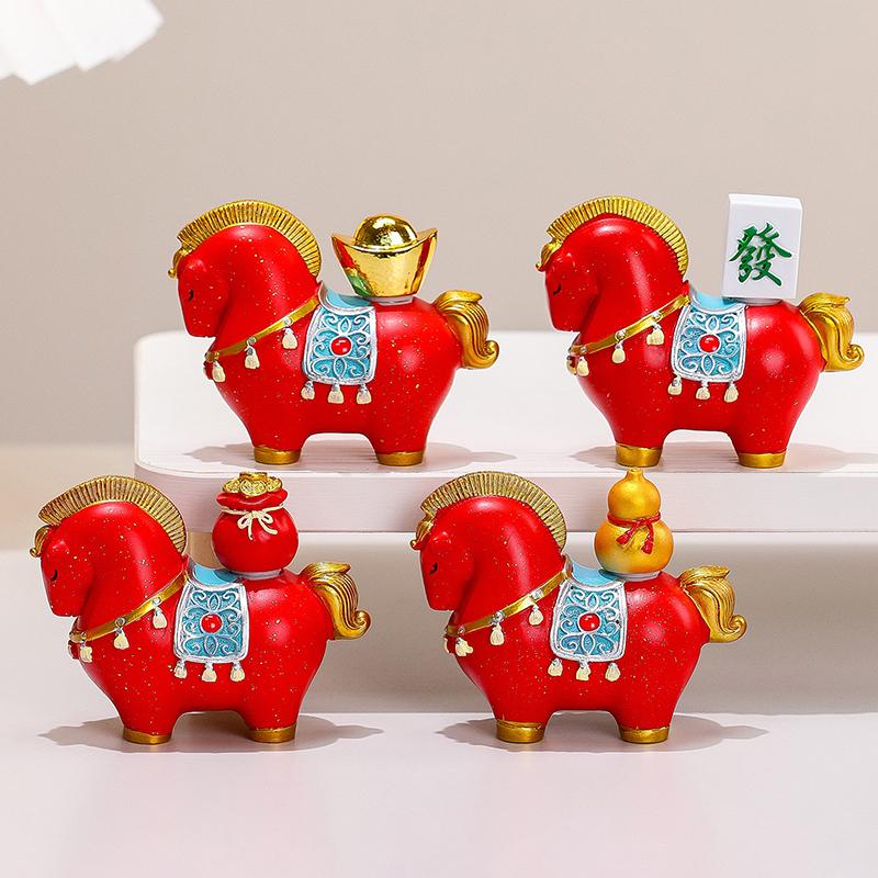 Creative Transfer Zodiac Horse Back Lucky Bag Ingot Can Be Rotated Home Decoration Office Desktop Decoration